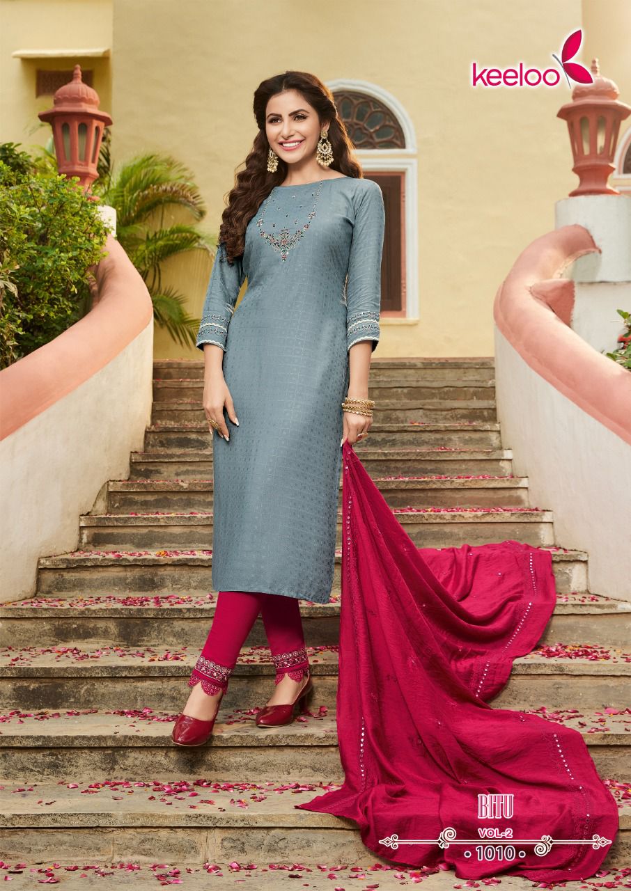 Keeloo Bittu 2 Rayon New Ethnic Wear Latest Kurti Pant With Dupatta Collection